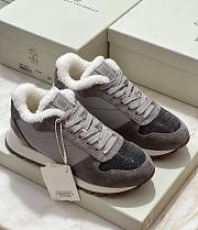 Fortok Brunello Cucinelli sneakers with fur lining Lace-up Grey - 1