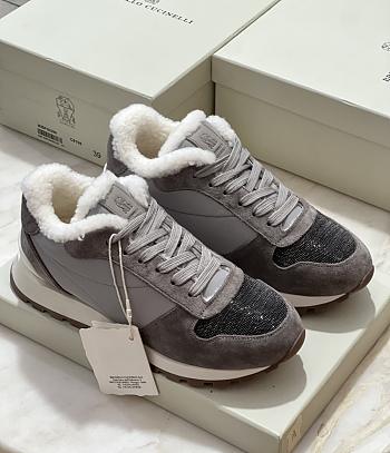 Fortok Brunello Cucinelli sneakers with fur lining Lace-up Grey