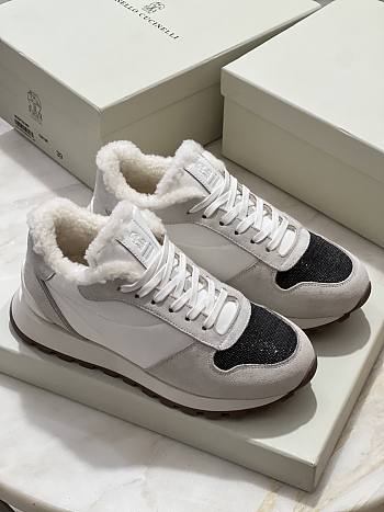 Fortok Brunello Cucinelli sneakers with fur lining Lace-up White
