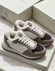 Fortok Brunello Cucinelli sneakers with fur lining Lace-up Brown - 1