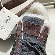 Fortok Brunello Cucinelli shearling-lined suede and fur runners Dark Brown - 3