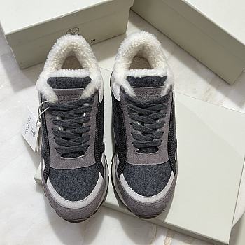 Fortok Brunello Cucinelli shearling-lined suede and Fur runners Grey