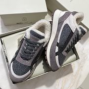 Fortok Brunello Cucinelli shearling-lined suede and Fur runners Grey - 4
