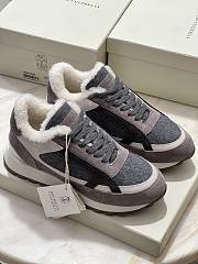 Fortok Brunello Cucinelli shearling-lined suede and Fur runners Grey - 2
