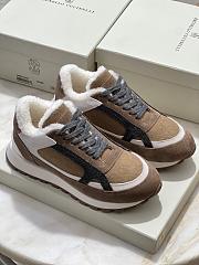 Fortok Brunello Cucinelli shearling-lined suede and Fur runners Brown - 1