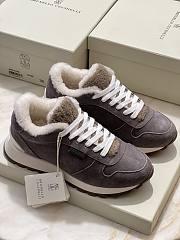 Fortok Brunello Cucinelli sneakers with a suede and Fur Grey - 1