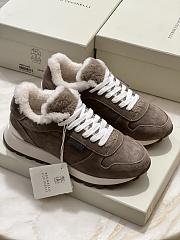 Fortok Brunello Cucinelli sneakers with a suede and Fur Brown - 1