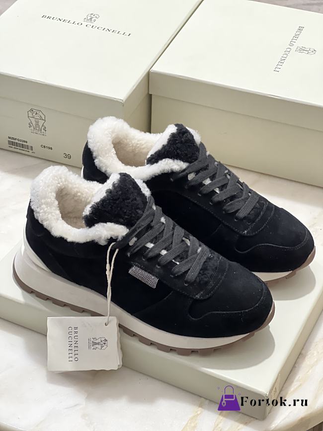 Fortok Brunello Cucinelli sneakers with a suede and Fur Black - 1