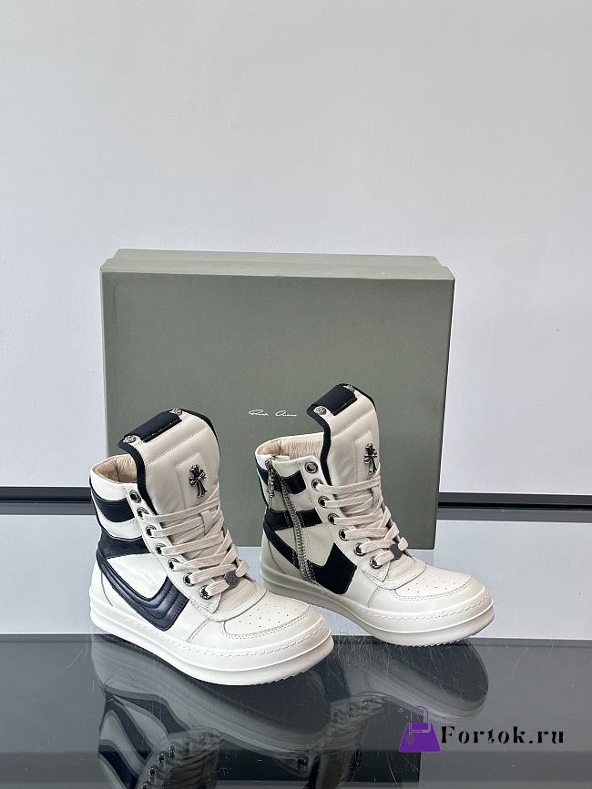 Fortok Rick Owens x Chrome Hearts Geobasket sneakers White - 1