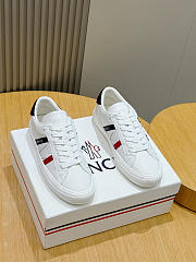 Fortok Moncler New Monaco leather sneakers with a tricolor side stripe white - 1