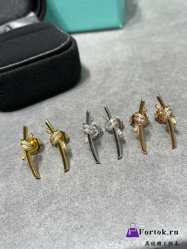 Fortok Tiffany & Co Knot with Diamonds Earrings Gold/ Silver/ Rose Gold - 1