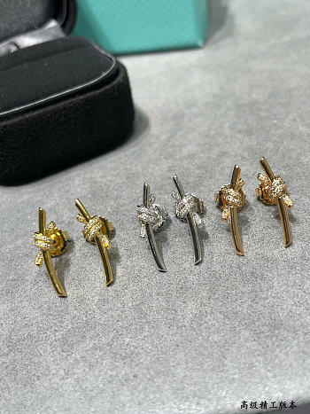Fortok Tiffany & Co Knot with Diamonds Earrings Gold/ Silver/ Rose Gold