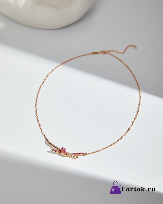 Fortok Tiffany & Co Knot with Purple Diamonds Necklace Rose Gold - 1