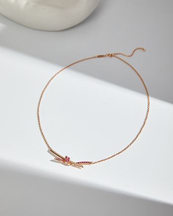 Fortok Tiffany & Co Knot with Purple Diamonds Necklace Rose Gold