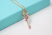 Fortok Tiffany & Co Knot Small Key Pendant in Purple Diamonds Necklace Rose Gold - 2
