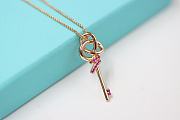 Fortok Tiffany & Co Knot Small Key Pendant in Purple Diamonds Necklace Rose Gold - 4