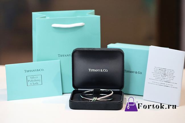 Fortok Tiffany & Co Knot with Green Diamonds Bracelet Silver - 1