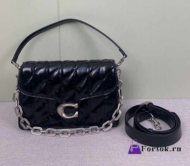 Fortok Coach Tabby Shoulder Bag 26 With Pillow Quilting Top Handle Black/ Silver 26cm - 1
