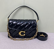 Fortok Coach Tabby Shoulder Bag 26 With Pillow Quilting Top Handle Black/ Brass 26cm - 1