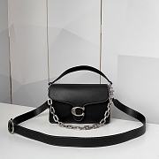 Fortok Coach Chain Tabby Shoulder Bag Black Top Handle 26cm - 1