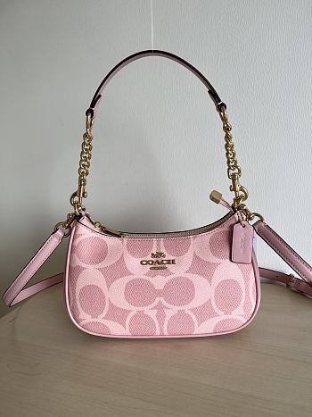 Fortok Teri Shoulder Bag In Signature Canvas Pink 24.5cm x 15.5cm x 7.5cm 