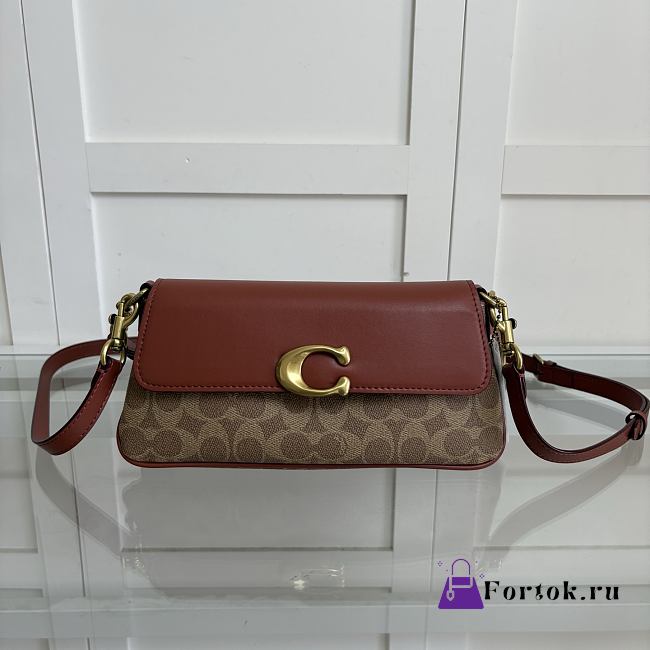 Fortok Coach Jet Shoulder Bag In Signature Canvas Brass/Tan Caramel 25 x 12 x 6 cm - 1