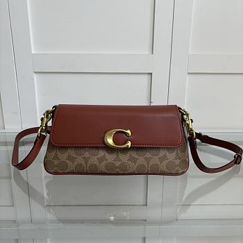 Fortok Coach Jet Shoulder Bag In Signature Canvas Brass/Tan Caramel 25 x 12 x 6 cm
