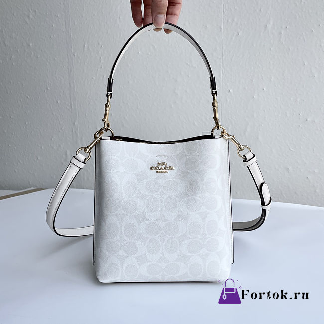 Fortok Coach Mollie Bucket Bag 22 In Signature Canvas White 20*22cm - 1