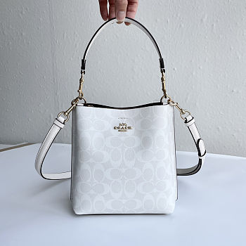 Fortok Coach Mollie Bucket Bag 22 In Signature Canvas White 20*22cm
