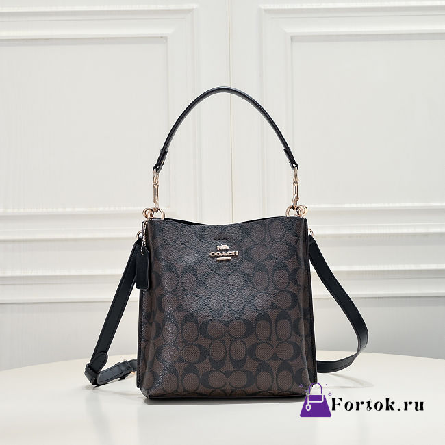 Fortok Coach Mollie Bucket Bag 22 In Signature Canvas Black 20*22cm - 1