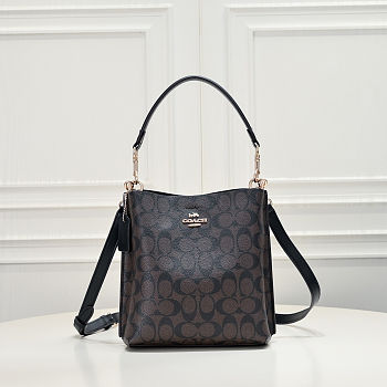 Fortok Coach Mollie Bucket Bag 22 In Signature Canvas Black 20*22cm