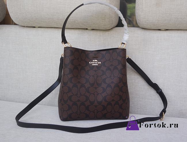 Fortok Coach Mollie Bucket Bag 22 In Signature Canvas Black/Brown 20*22cm - 1