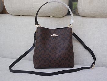 Fortok Coach Mollie Bucket Bag 22 In Signature Canvas Black/Brown 20*22cm