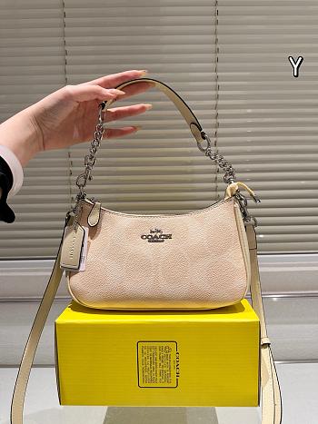 Fortok Teri Shoulder Bag In Signature Canvas Tan 24.5cm x 15.5cm x 7.5cm