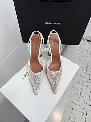 Fortok Amina Muaddi Holli 95 slingback pumps in white lace - 1
