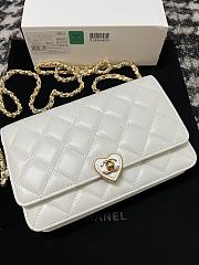 Fortok Chanel Heart Wallet on Chain in White lambskin 19cm - 4