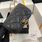 Fortok Chanel Coco Love CC Heart Clutch with Chain in Black 10.5cm - 2