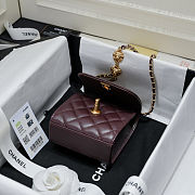 Fortok Chanel Coco Love CC Heart Clutch with Lion Chain in Burgundy 11*11*5cm - 6