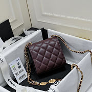 Fortok Chanel Coco Love CC Heart Clutch with Lion Chain in Burgundy 11*11*5cm - 5