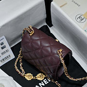 Fortok Chanel Coco Love CC Heart Clutch with Lion Chain in Burgundy 11*11*5cm - 4