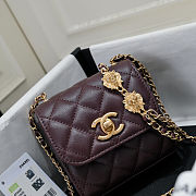 Fortok Chanel Coco Love CC Heart Clutch with Lion Chain in Burgundy 11*11*5cm - 3