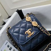 Fortok Chanel Coco Love CC Heart Clutch with Lion Chain in Navy Blue 11*11*5cm - 6