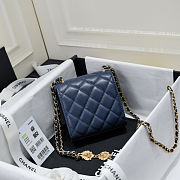Fortok Chanel Coco Love CC Heart Clutch with Lion Chain in Navy Blue 11*11*5cm - 5