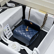 Fortok Chanel Coco Love CC Heart Clutch with Lion Chain in Navy Blue 11*11*5cm - 4