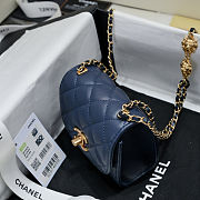 Fortok Chanel Coco Love CC Heart Clutch with Lion Chain in Navy Blue 11*11*5cm - 3