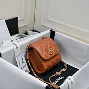 Fortok Chanel Coco Love CC Heart Clutch with Lion Chain in Orange 11*11*5cm - 6