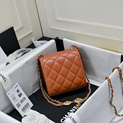 Fortok Chanel Coco Love CC Heart Clutch with Lion Chain in Orange 11*11*5cm - 5