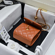 Fortok Chanel Coco Love CC Heart Clutch with Lion Chain in Orange 11*11*5cm - 3