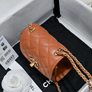 Fortok Chanel Coco Love CC Heart Clutch with Lion Chain in Orange 11*11*5cm - 2