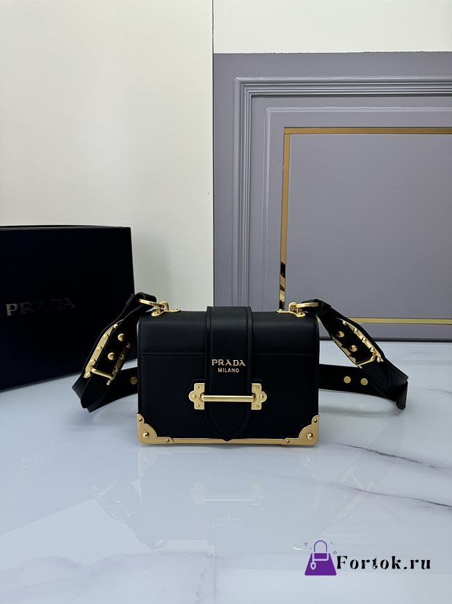 Fortok Prada Cahier Mini Shoulder Bag Black 9✕14X9cm - 1